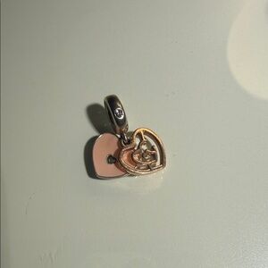 Pandora Pink and Gold Double Heart Charm